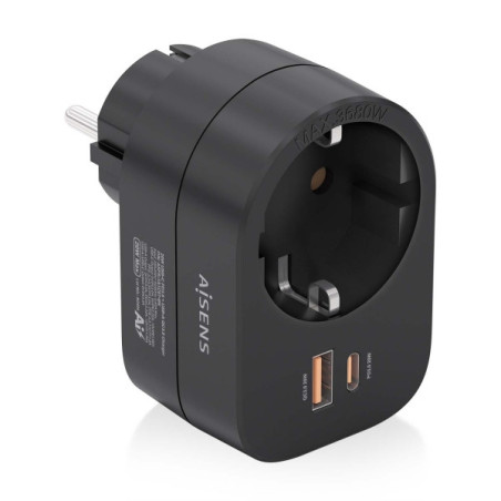 Multiprise murale multifonction avec 1 prise + 1xUSB-C 20W PD3.0 - 1xUSB-A 20W QC3.0